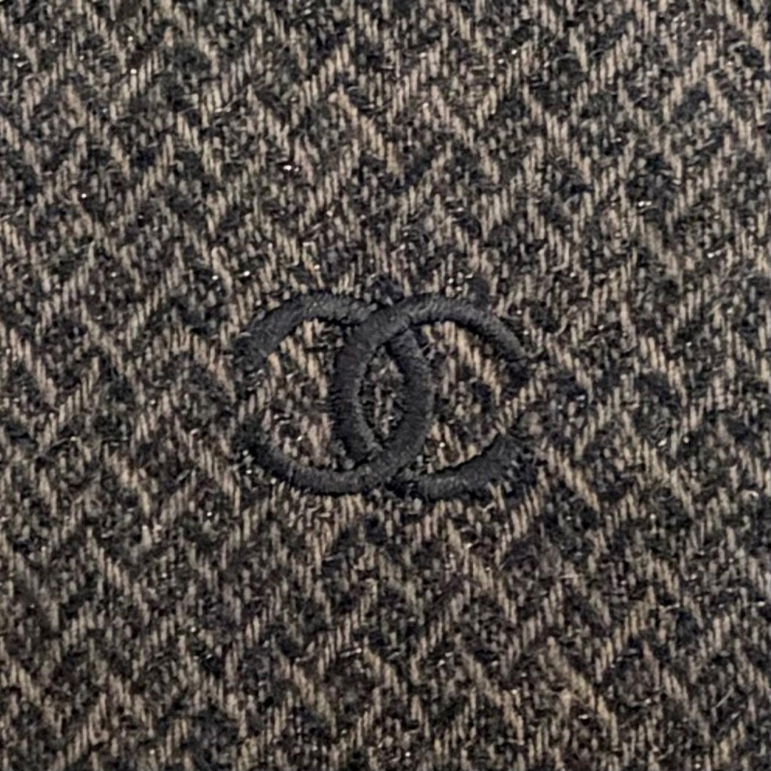 Great CHANEL Scarf COCO Mark all-over pattern Brown cashmere Women G18