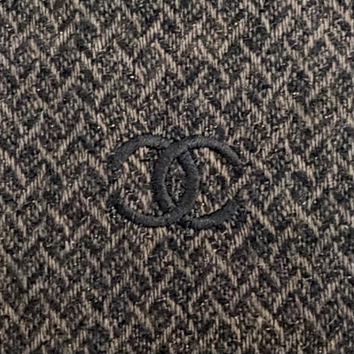 Great CHANEL Scarf COCO Mark all-over pattern Brown cashmere Women G18