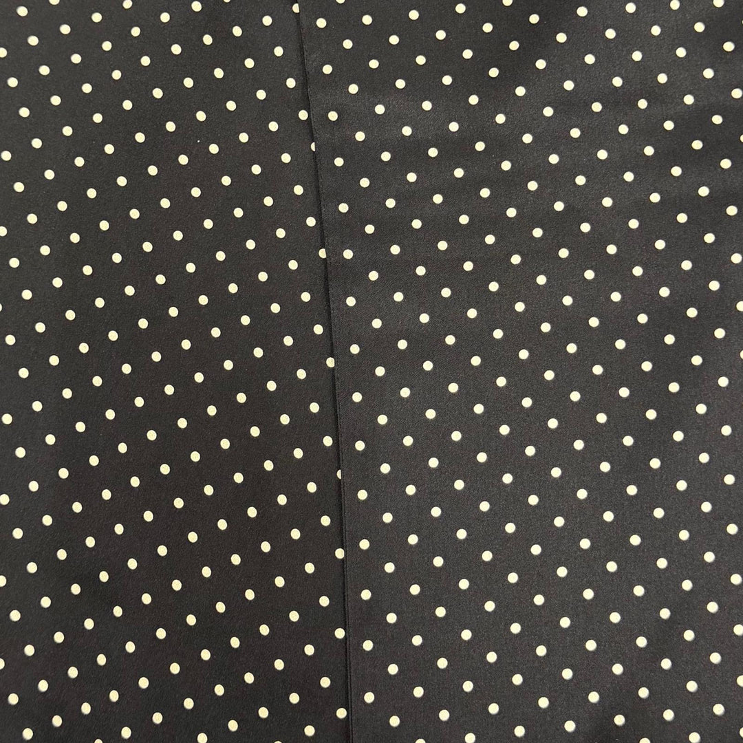 Excellent CELINE Scarf Polka Dot Pattern Fringe Shawl black silk Women