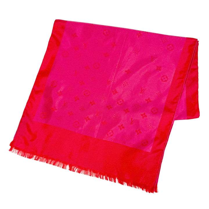 Excellent LOUIS VUITTON scarf Escalp Capri Monogram Mini Fringe silk M71053