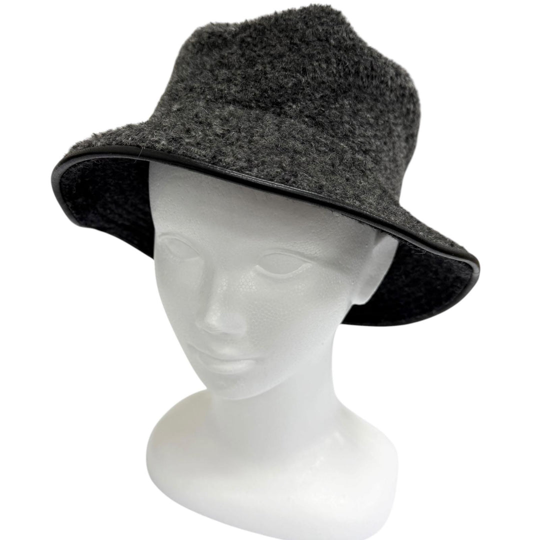 Great HERMES hat MOTSCH HERMES Motsch Hermes Boa Bucket Charcoal gray hair