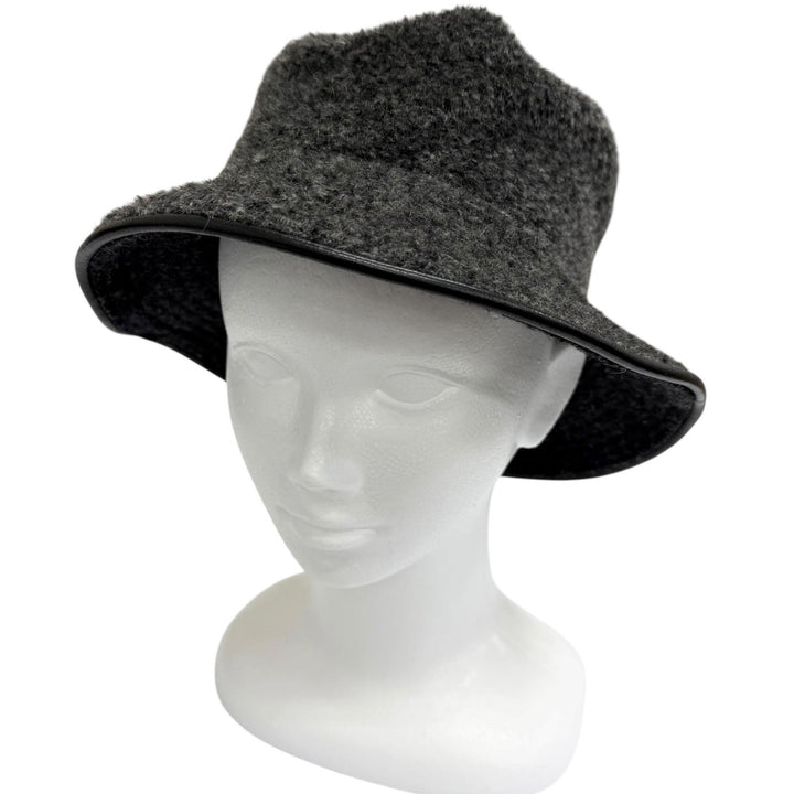 Great HERMES hat MOTSCH HERMES Motsch Hermes Boa Bucket Charcoal gray hair