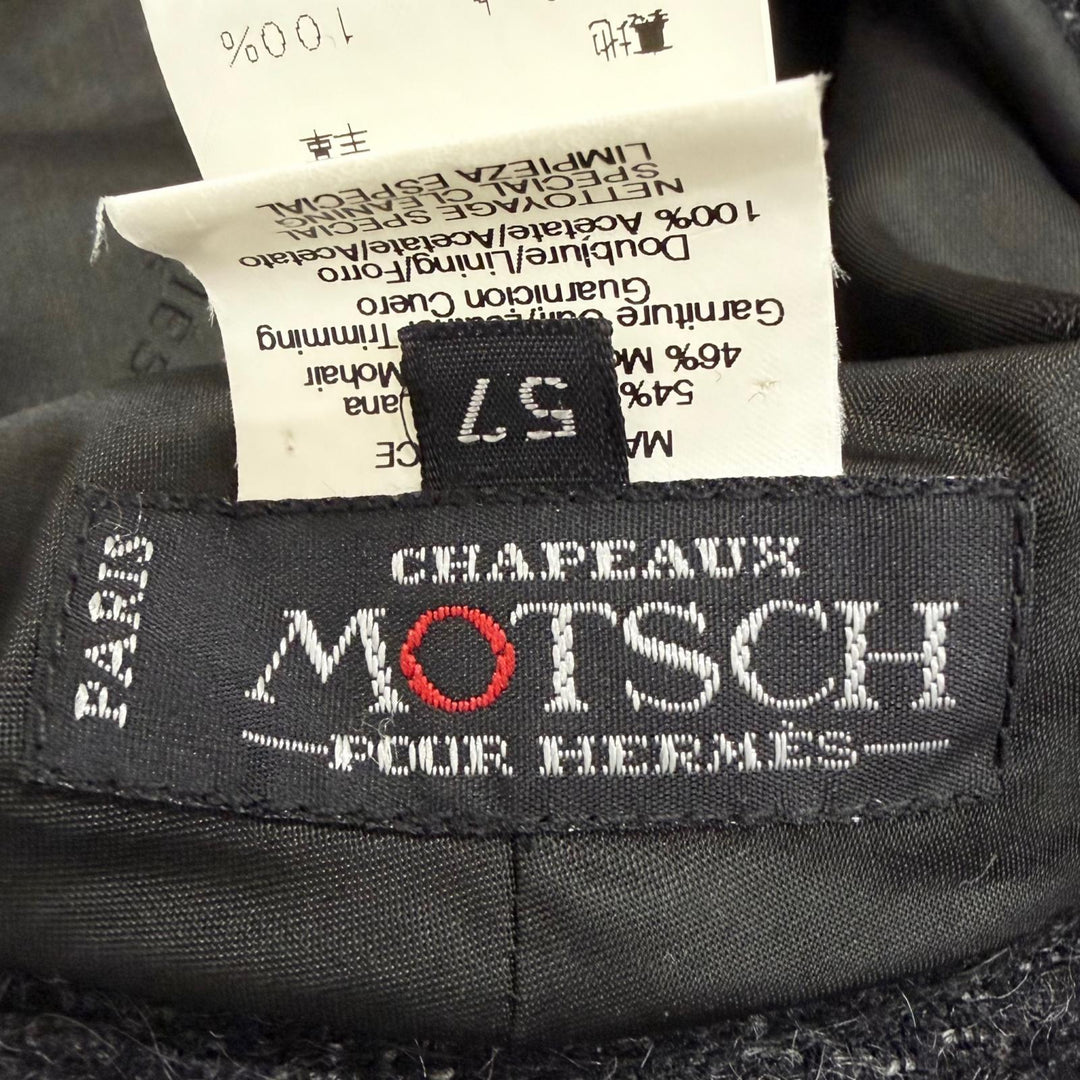 Great HERMES hat MOTSCH HERMES Motsch Hermes Boa Bucket Charcoal gray hair
