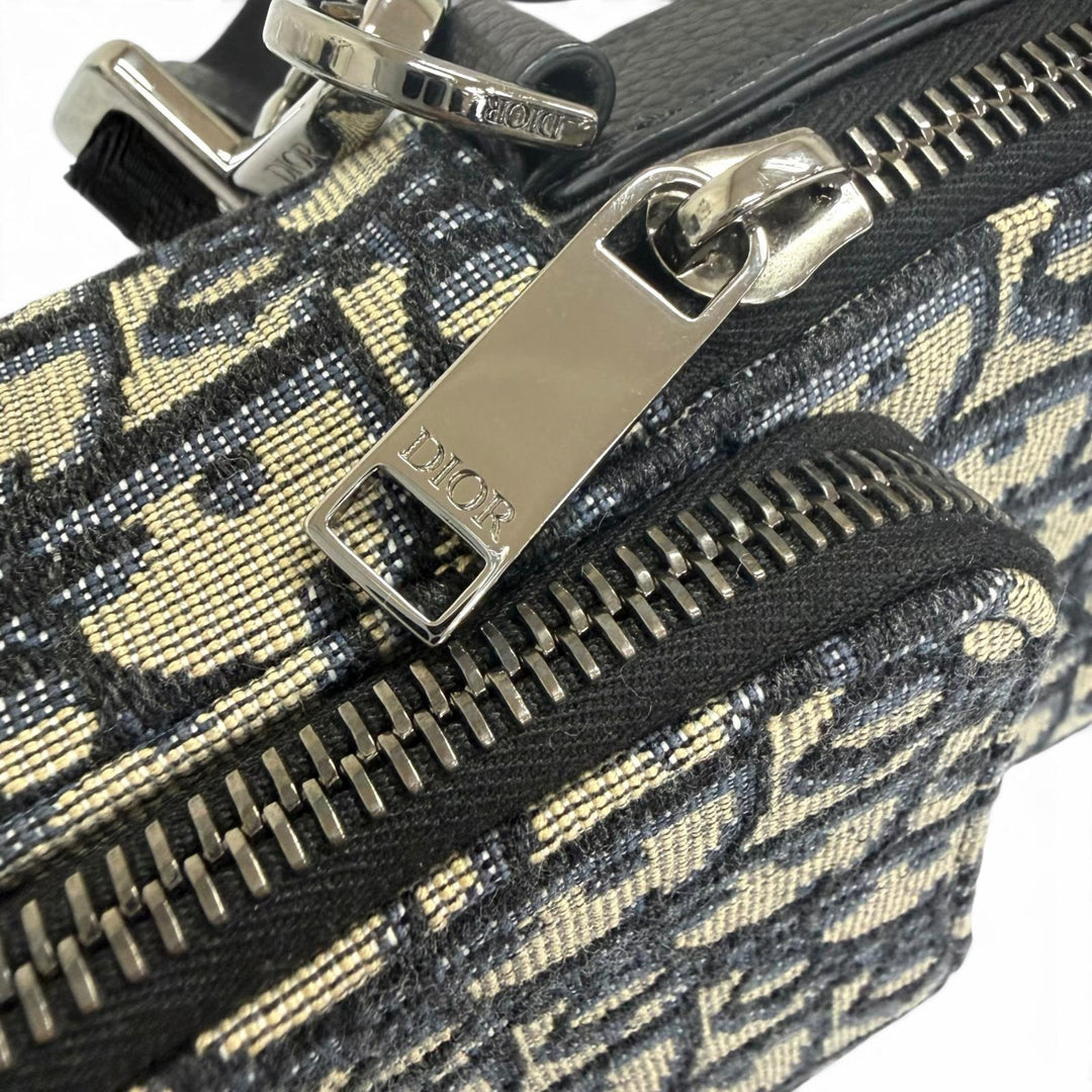 Excellent DIOR Shoulder Bag Oblique Rider Micro Pouch Beige canvas