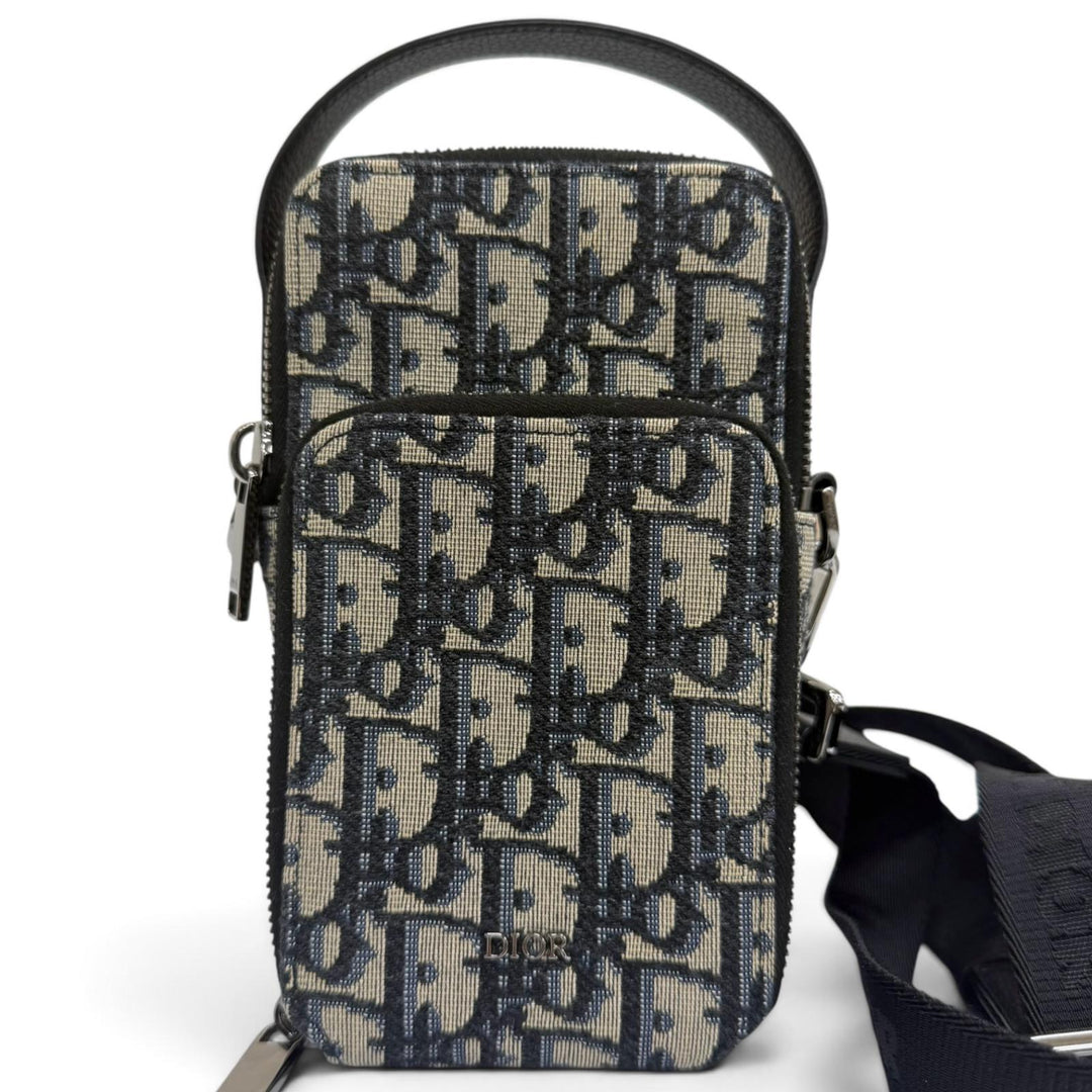 Excellent DIOR Shoulder Bag Oblique Rider Micro Pouch Beige canvas