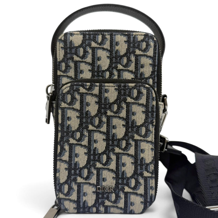 Excellent DIOR Shoulder Bag Oblique Rider Micro Pouch Beige canvas