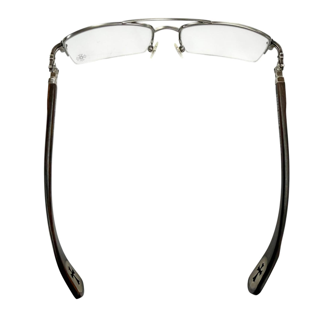 Great CHROME HEARTS Glasses TOPPS Silver Wood mens AS-WEB