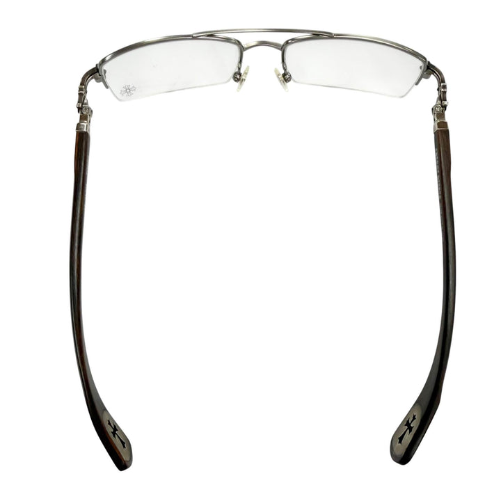 Great CHROME HEARTS Glasses TOPPS Silver Wood mens AS-WEB