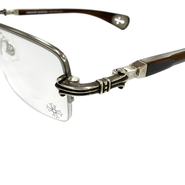 Great CHROME HEARTS Glasses TOPPS Silver Wood mens AS-WEB