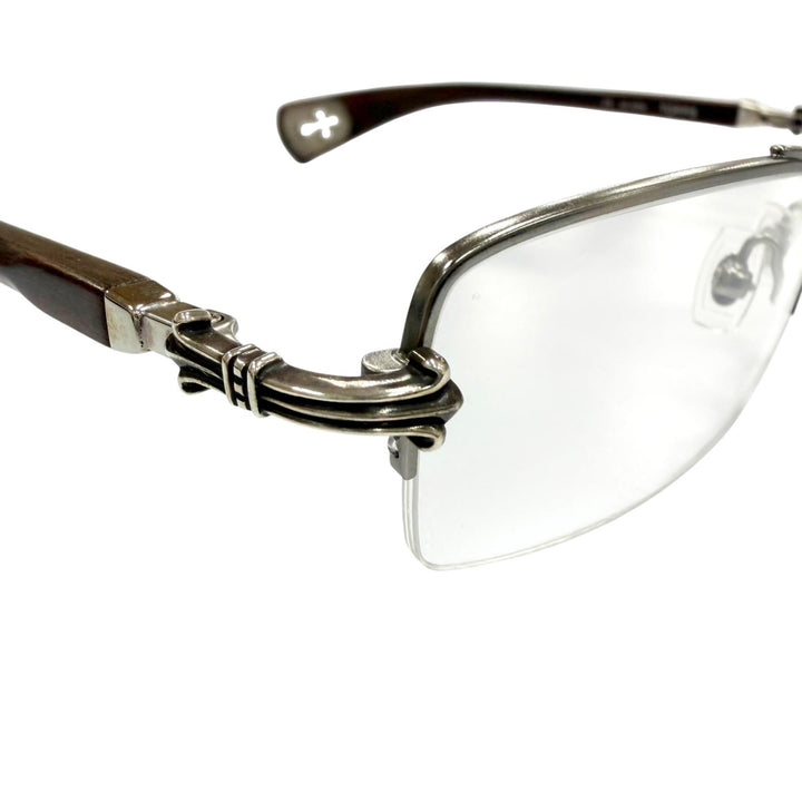 Great CHROME HEARTS Glasses TOPPS Silver Wood mens AS-WEB