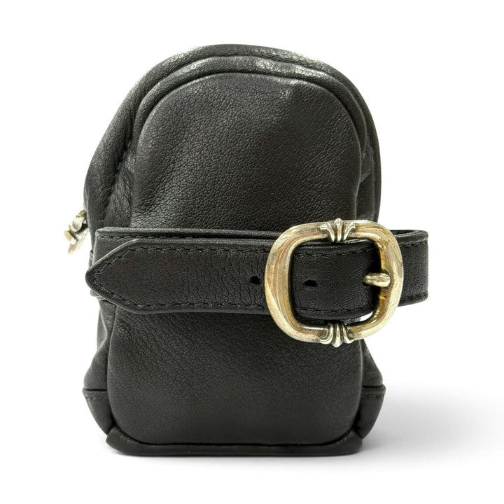 Excellent CHROME HEARTS bracelet WRISTHER BACK PACK Bag Pouch black leather mens