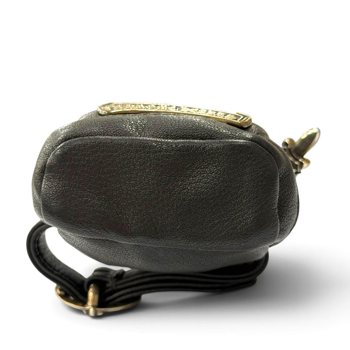 Excellent CHROME HEARTS bracelet WRISTHER BACK PACK Bag Pouch black leather mens