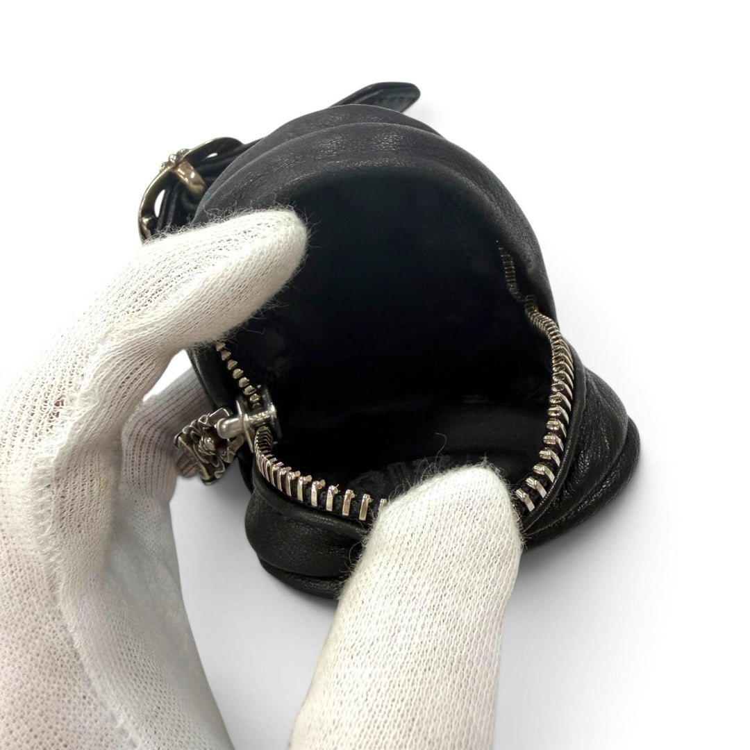 Excellent CHROME HEARTS bracelet WRISTHER BACK PACK Bag Pouch black leather mens