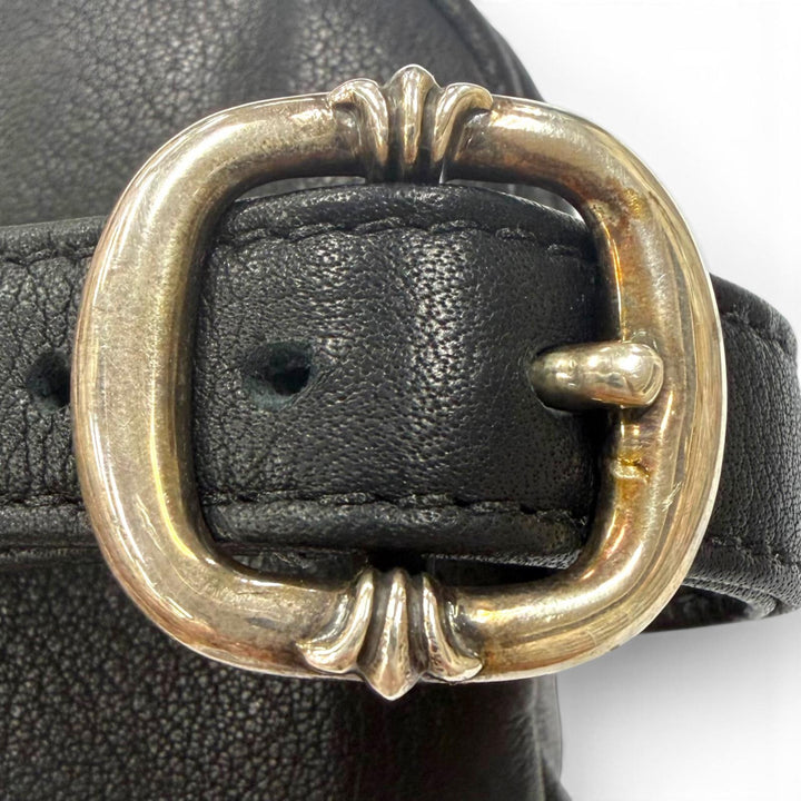 Excellent CHROME HEARTS bracelet WRISTHER BACK PACK Bag Pouch black leather mens
