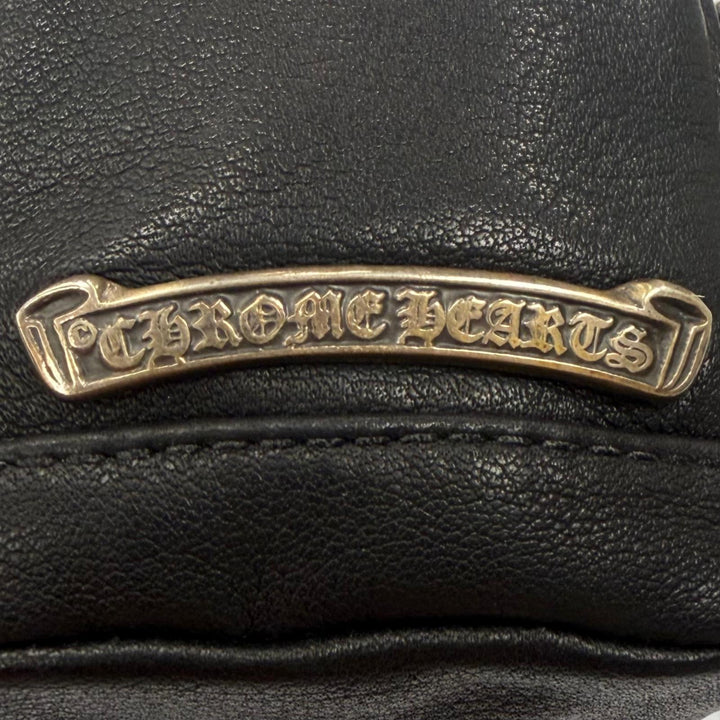Excellent CHROME HEARTS bracelet WRISTHER BACK PACK Bag Pouch black leather mens