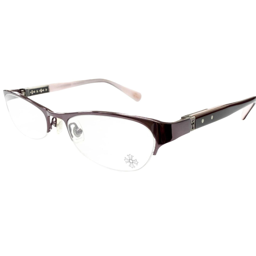 Great CHROME HEARTS Glasses SHELBY Cross Half-Rim Bordeaux