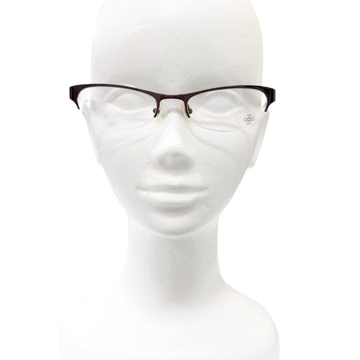 Great CHROME HEARTS Glasses SHELBY Cross Half-Rim Bordeaux