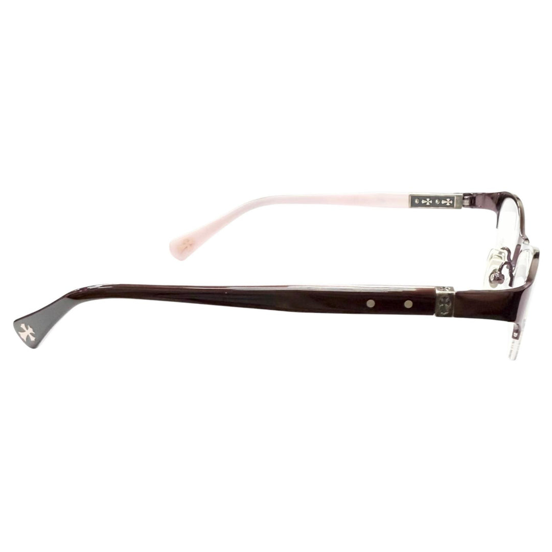 Great CHROME HEARTS Glasses SHELBY Cross Half-Rim Bordeaux