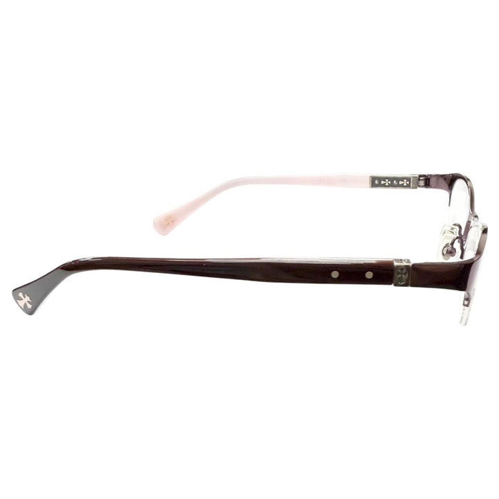 Great CHROME HEARTS Glasses SHELBY Cross Half-Rim Bordeaux