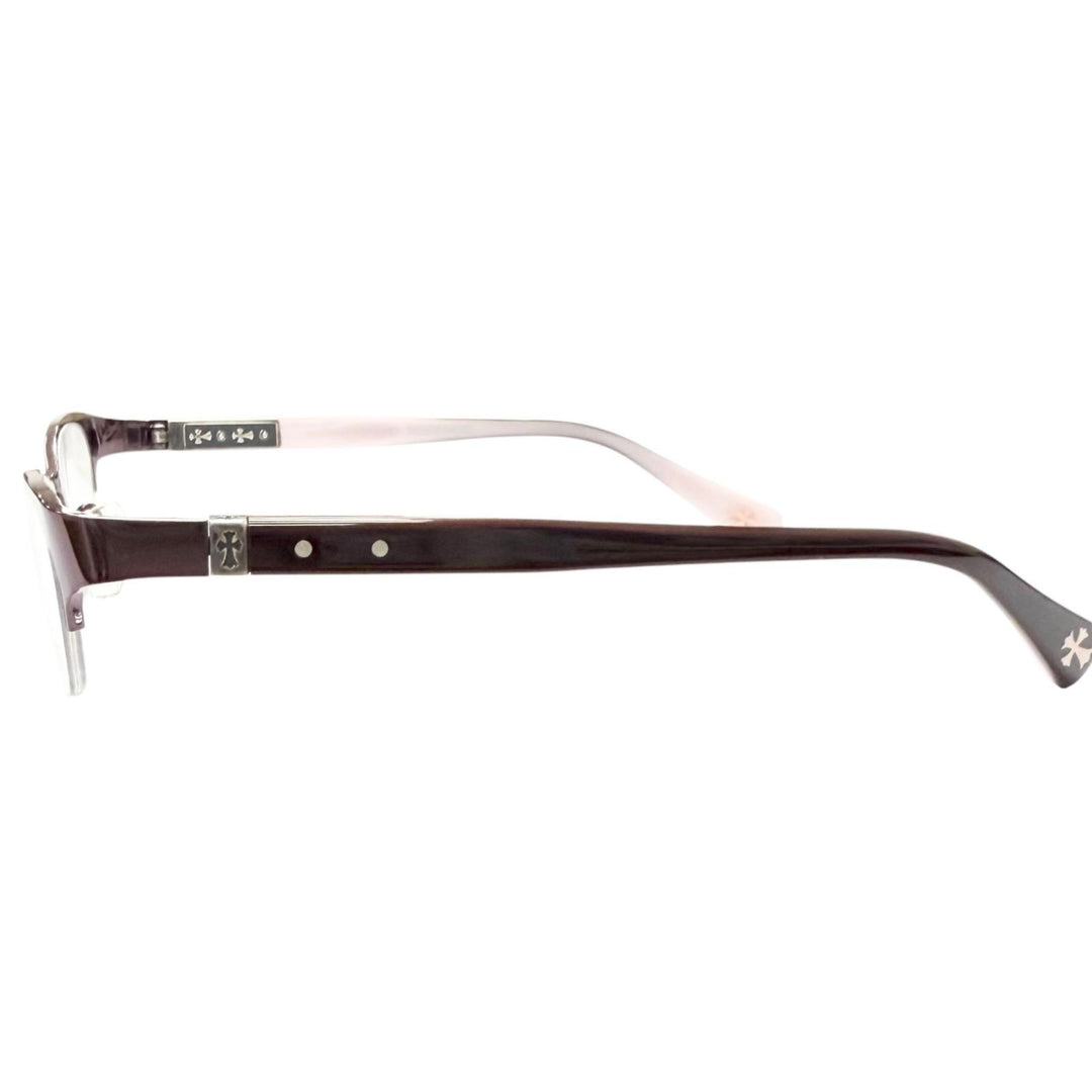 Great CHROME HEARTS Glasses SHELBY Cross Half-Rim Bordeaux