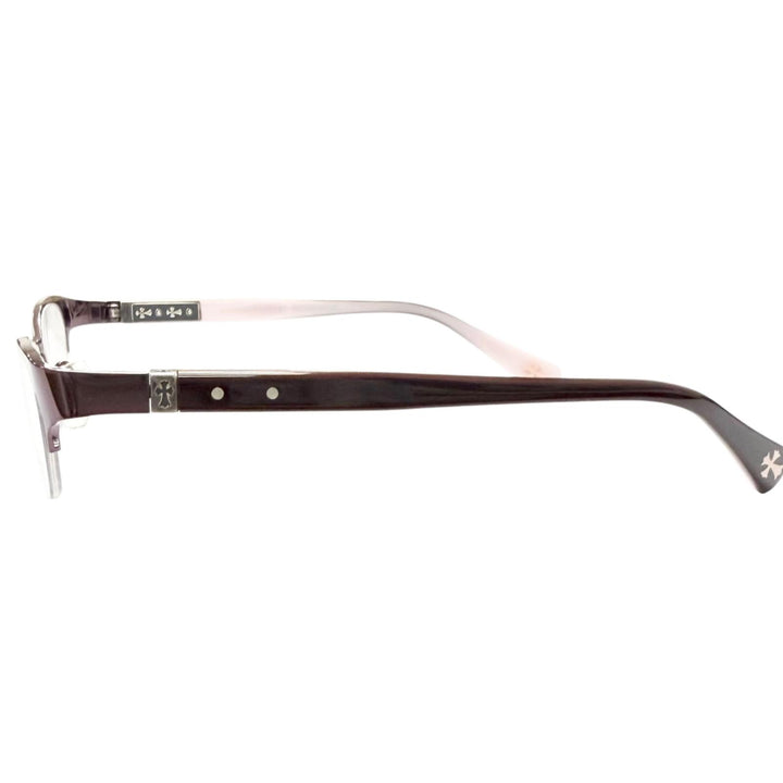 Great CHROME HEARTS Glasses SHELBY Cross Half-Rim Bordeaux