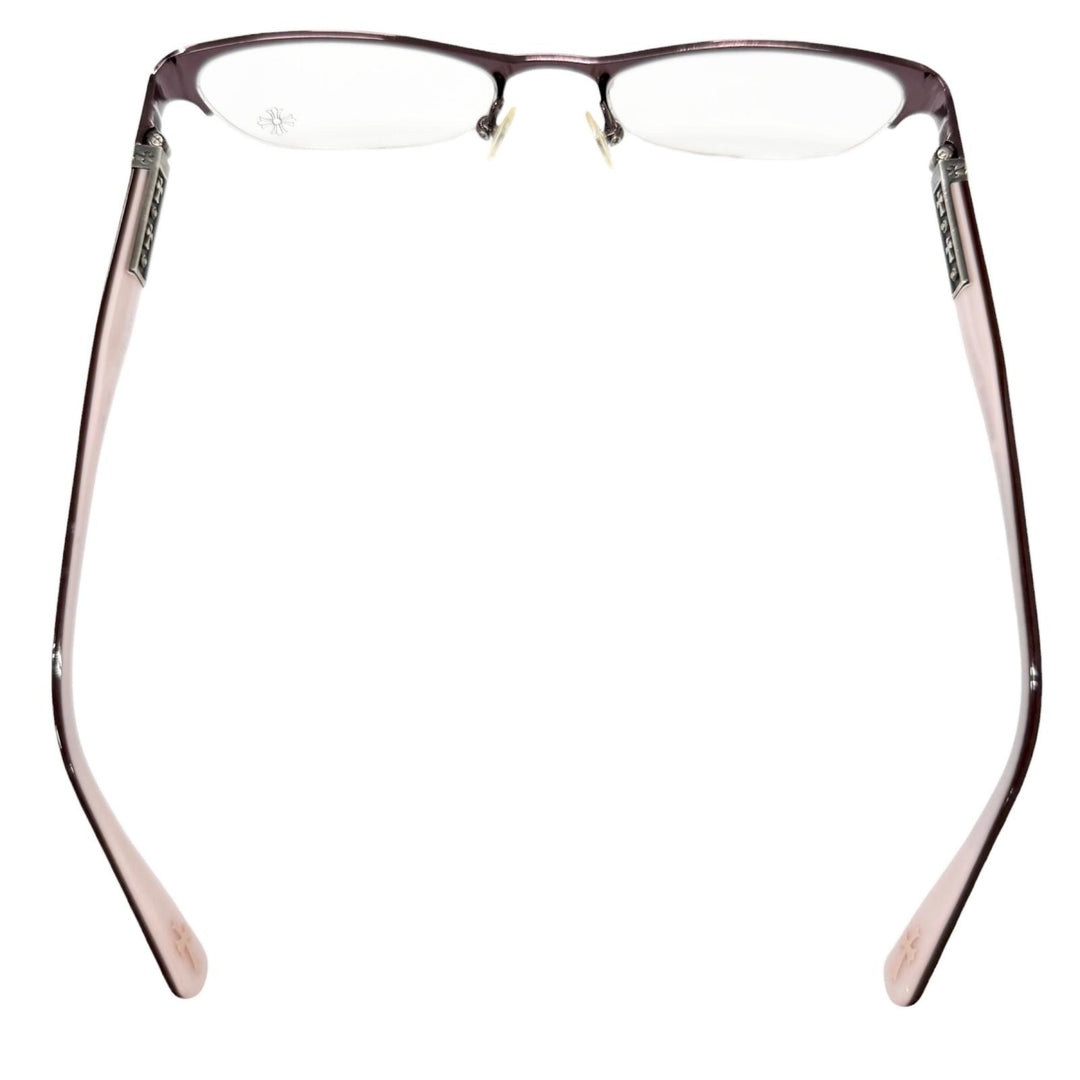 Great CHROME HEARTS Glasses SHELBY Cross Half-Rim Bordeaux
