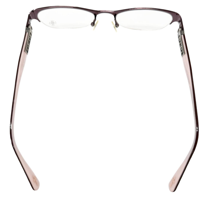Great CHROME HEARTS Glasses SHELBY Cross Half-Rim Bordeaux