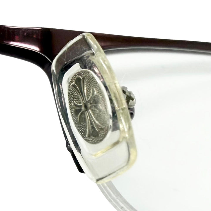 Great CHROME HEARTS Glasses SHELBY Cross Half-Rim Bordeaux