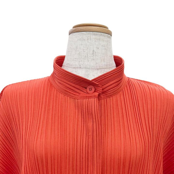 Excellent PLEATS PLEASE one piece Stand collar, long sleeves Orange 3 PP03-JH145
