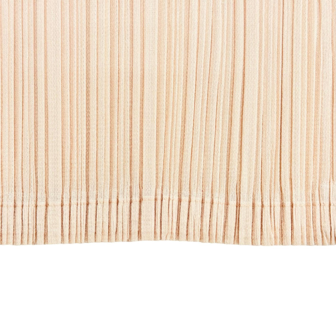 Excellent PLEATS PLEASE one piece Slashed neck cap sleeves beige 3 PP63-JH123