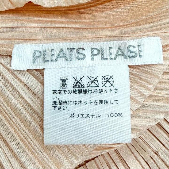 Excellent PLEATS PLEASE one piece Slashed neck cap sleeves beige 3 PP63-JH123