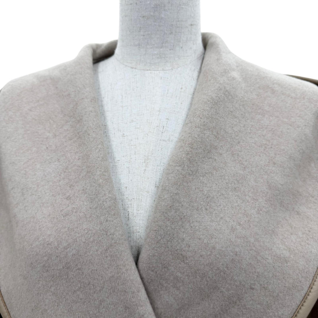 Excellent LOUIS VUITTON coat 2-Way Hooded Wrap Coat beige cashmere Women 36