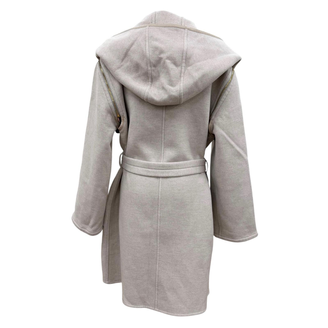 Excellent LOUIS VUITTON coat 2-Way Hooded Wrap Coat beige cashmere Women 36