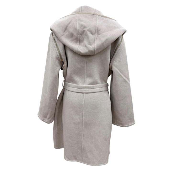 Excellent LOUIS VUITTON coat 2-Way Hooded Wrap Coat beige cashmere Women 36