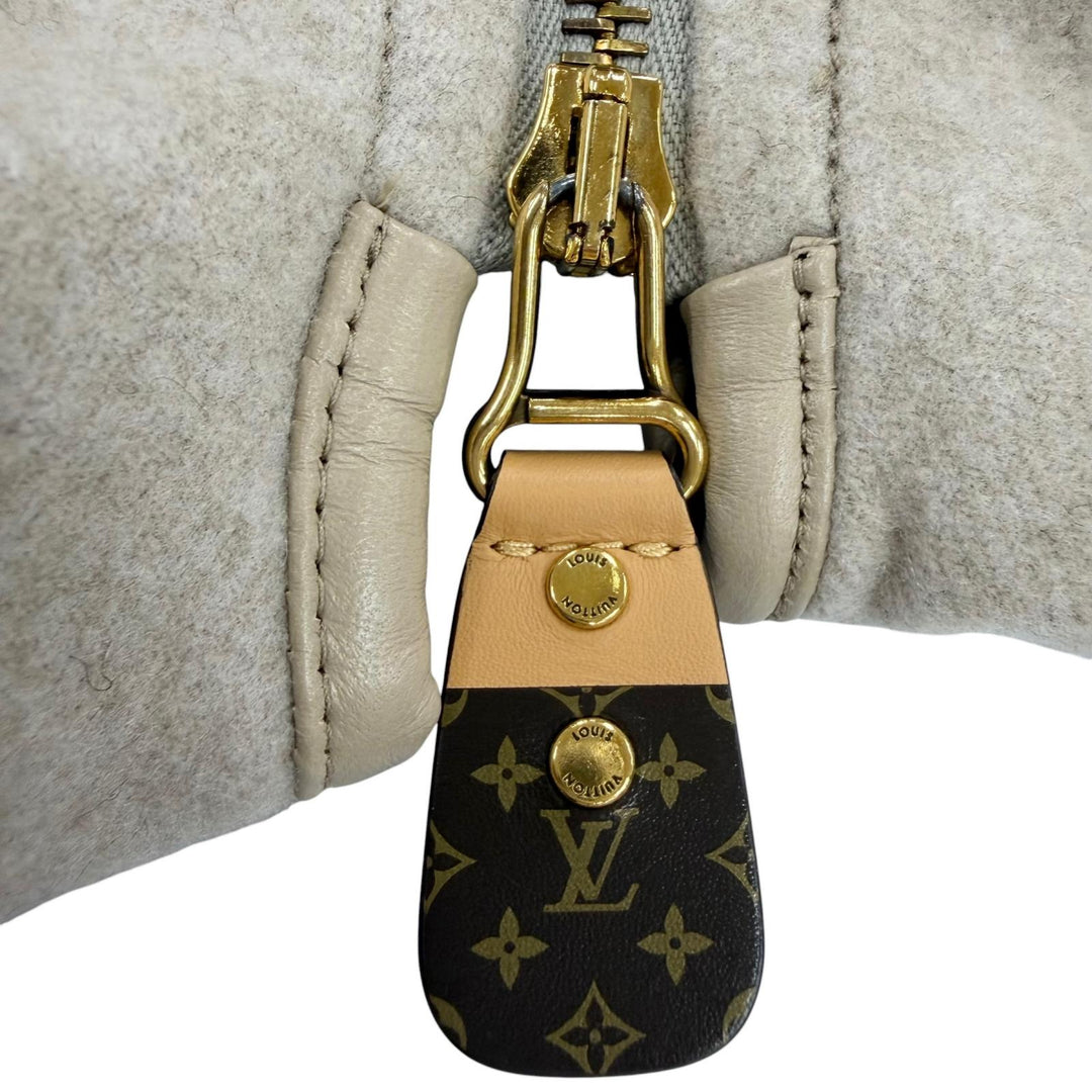 Excellent LOUIS VUITTON coat 2-Way Hooded Wrap Coat beige cashmere Women 36