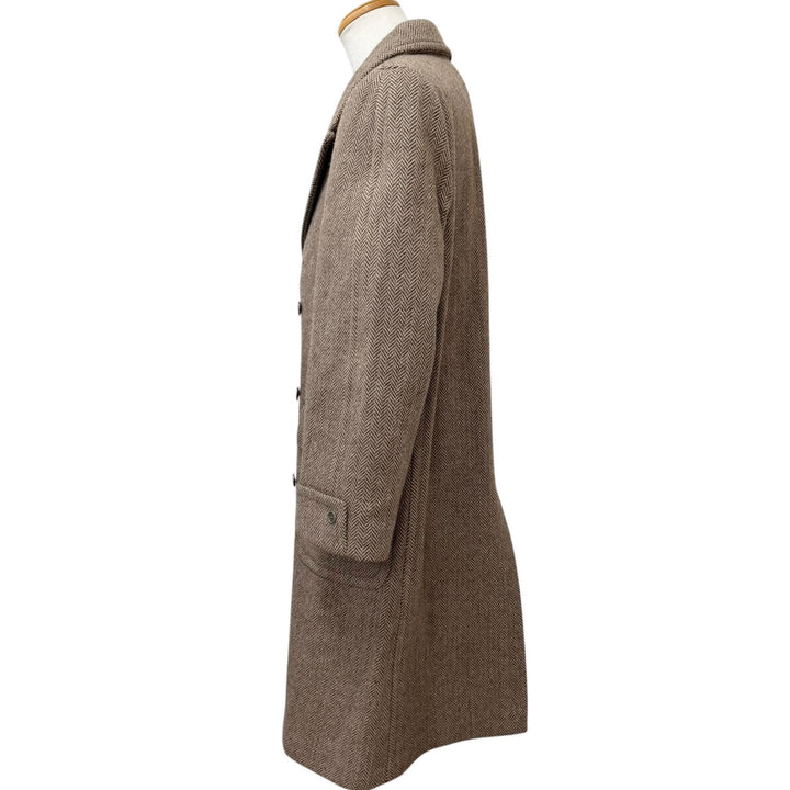 Excellent GUCCI Chester coat Herringbone Pattern Double-Breasted Brown