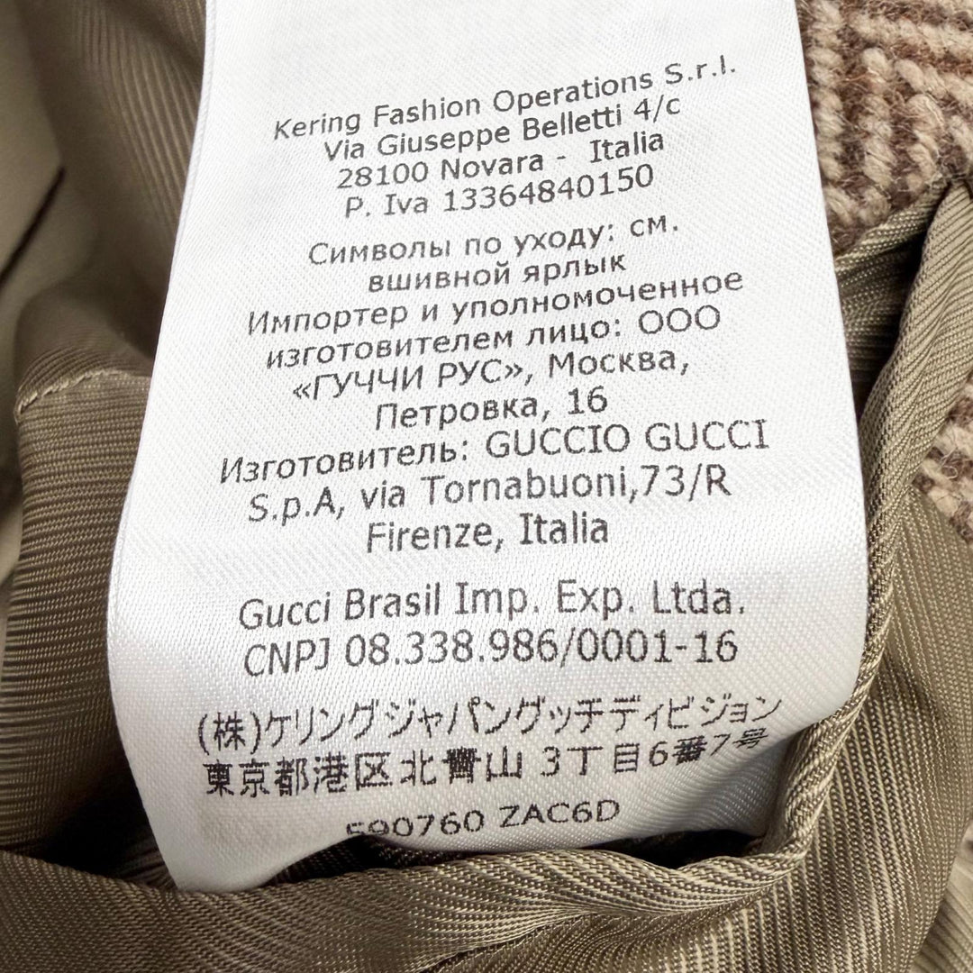 Excellent GUCCI Chester coat Herringbone Pattern Double-Breasted Brown