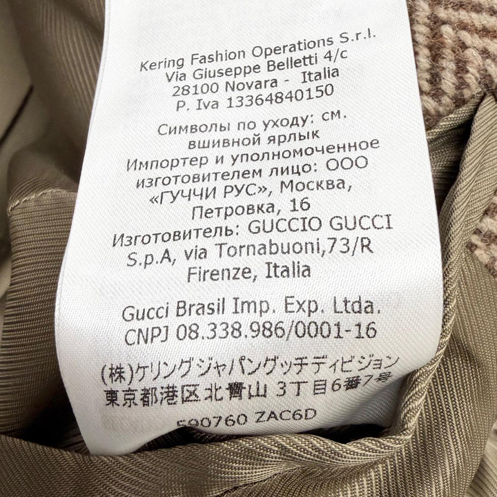 Excellent GUCCI Chester coat Herringbone Pattern Double-Breasted Brown