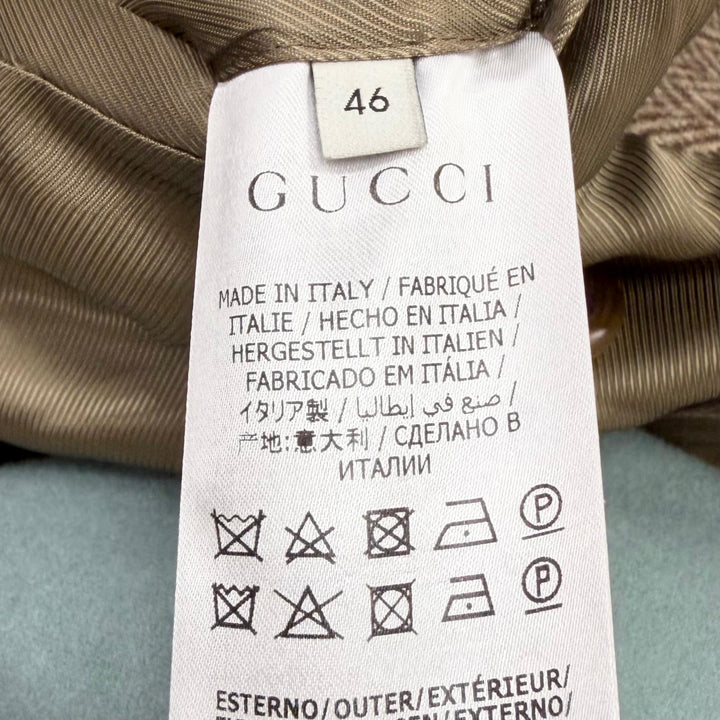 Excellent GUCCI Chester coat Herringbone Pattern Double-Breasted Brown