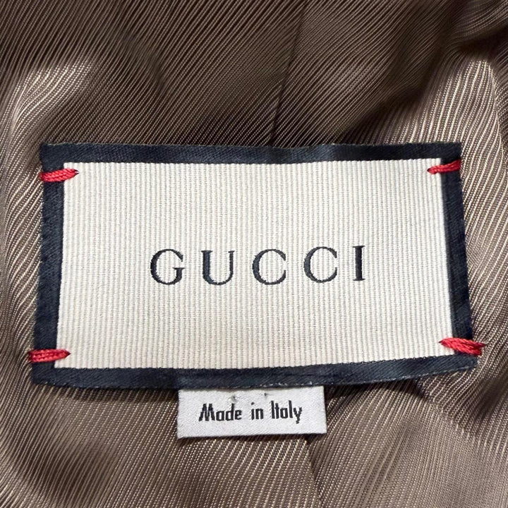 Excellent GUCCI Chester coat Herringbone Pattern Double-Breasted Brown