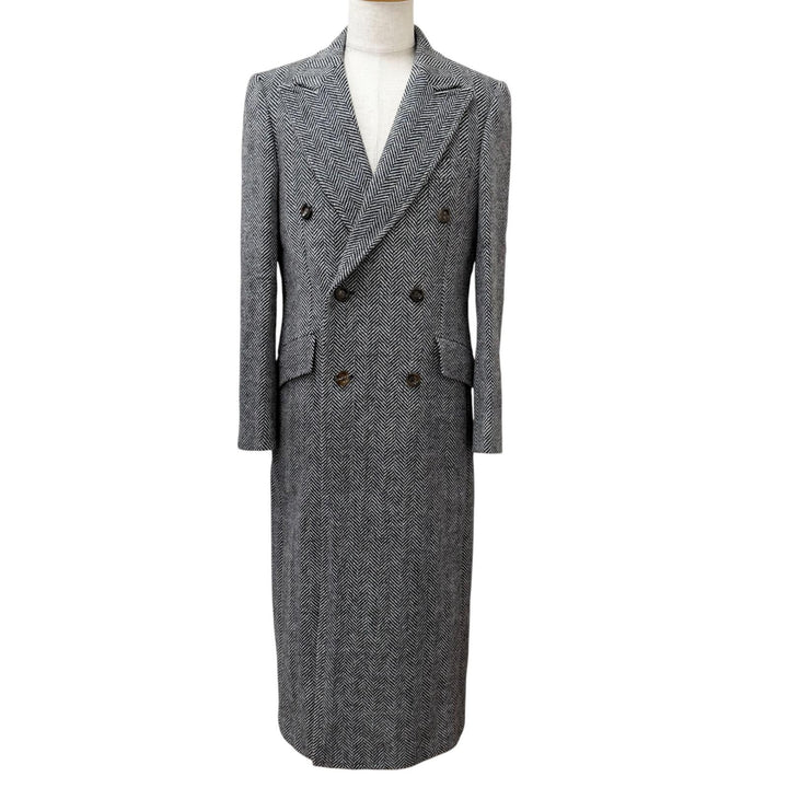 Excellent GUCCI Chester coat Herringbone double-breasted black