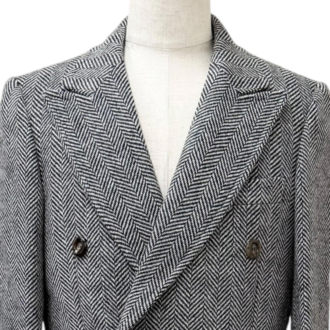 Excellent GUCCI Chester coat Herringbone double-breasted black
