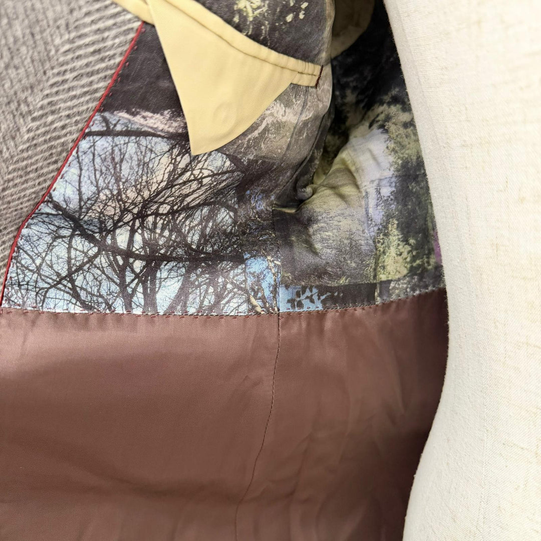 Excellent PAUL SMITH COLLECTION Chester coat Herringbone patterned lining Gurege