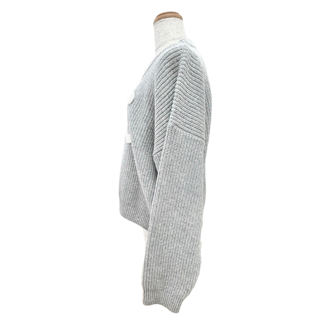 Excellent CELINE knit Triomphe Long Sleeve Ribbed gray wool M RY0GS423P.09GM