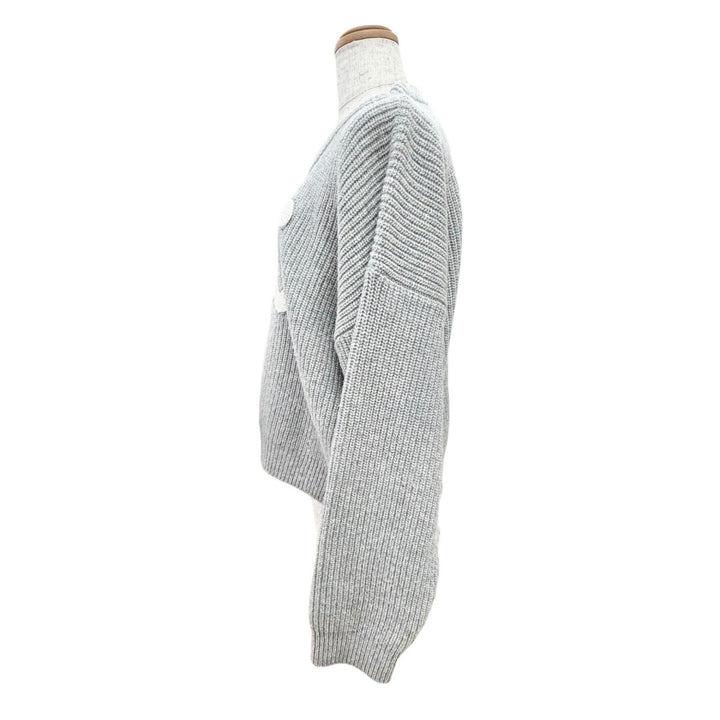 Excellent CELINE knit Triomphe Long Sleeve Ribbed gray wool M RY0GS423P.09GM