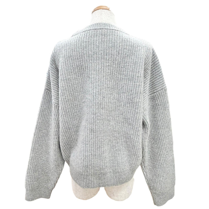 Excellent CELINE knit Triomphe Long Sleeve Ribbed gray wool M RY0GS423P.09GM