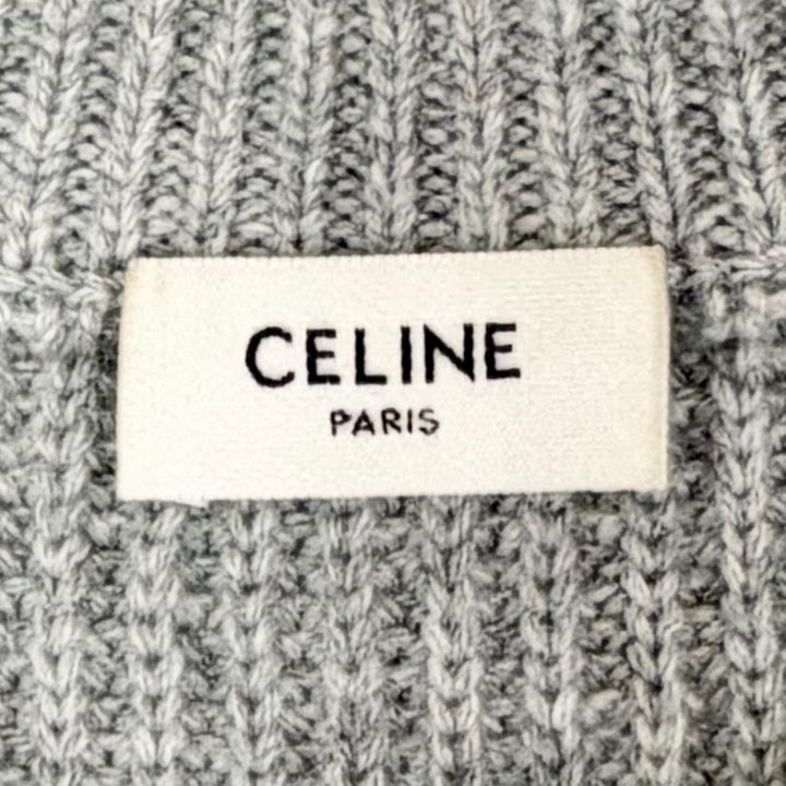 Excellent CELINE knit Triomphe Long Sleeve Ribbed gray wool M RY0GS423P.09GM