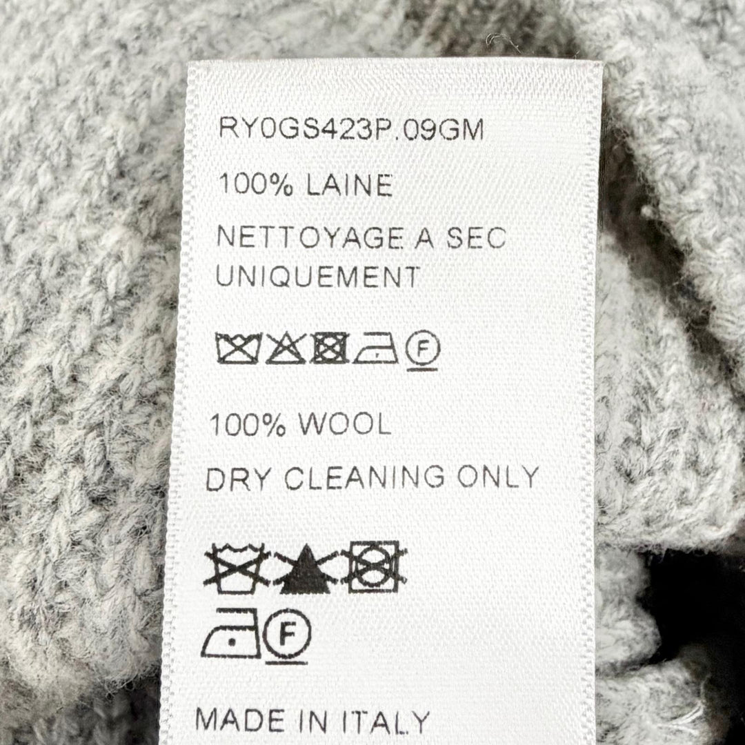 Excellent CELINE knit Triomphe Long Sleeve Ribbed gray wool M RY0GS423P.09GM