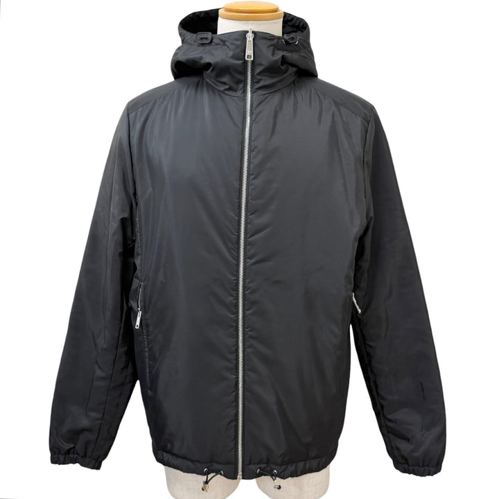 Excellent PRADA Blouson Re-Nylon Triangle Logo Reversible Hooded Jacket black