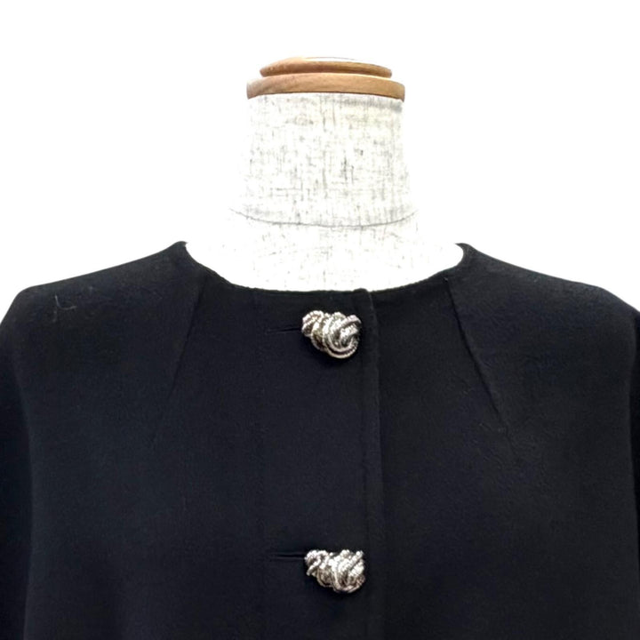 Excellent LOUIS VUITTON Silver design buttons, collarless coat black cashmere